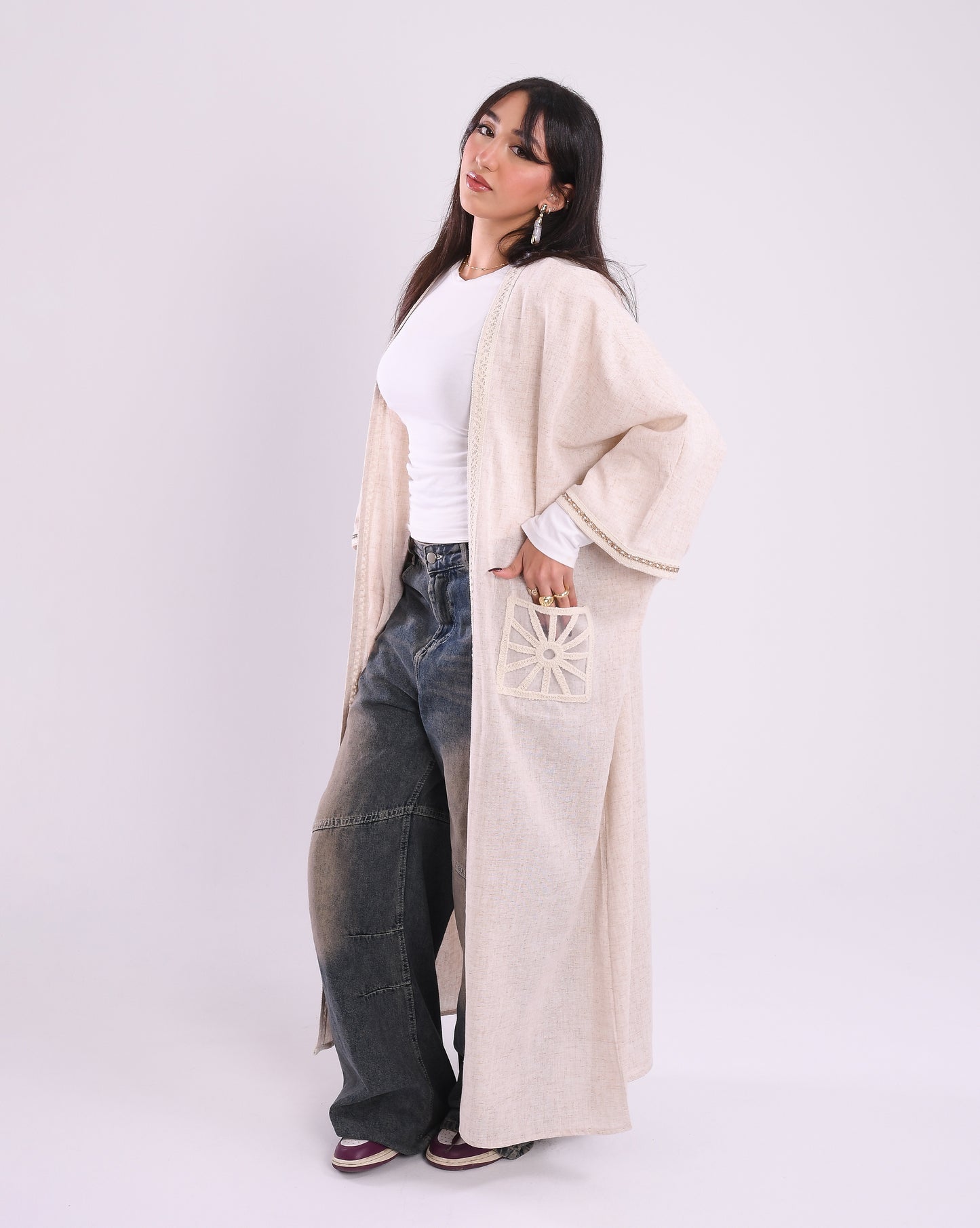 Beige Luxe Linen Kaftan