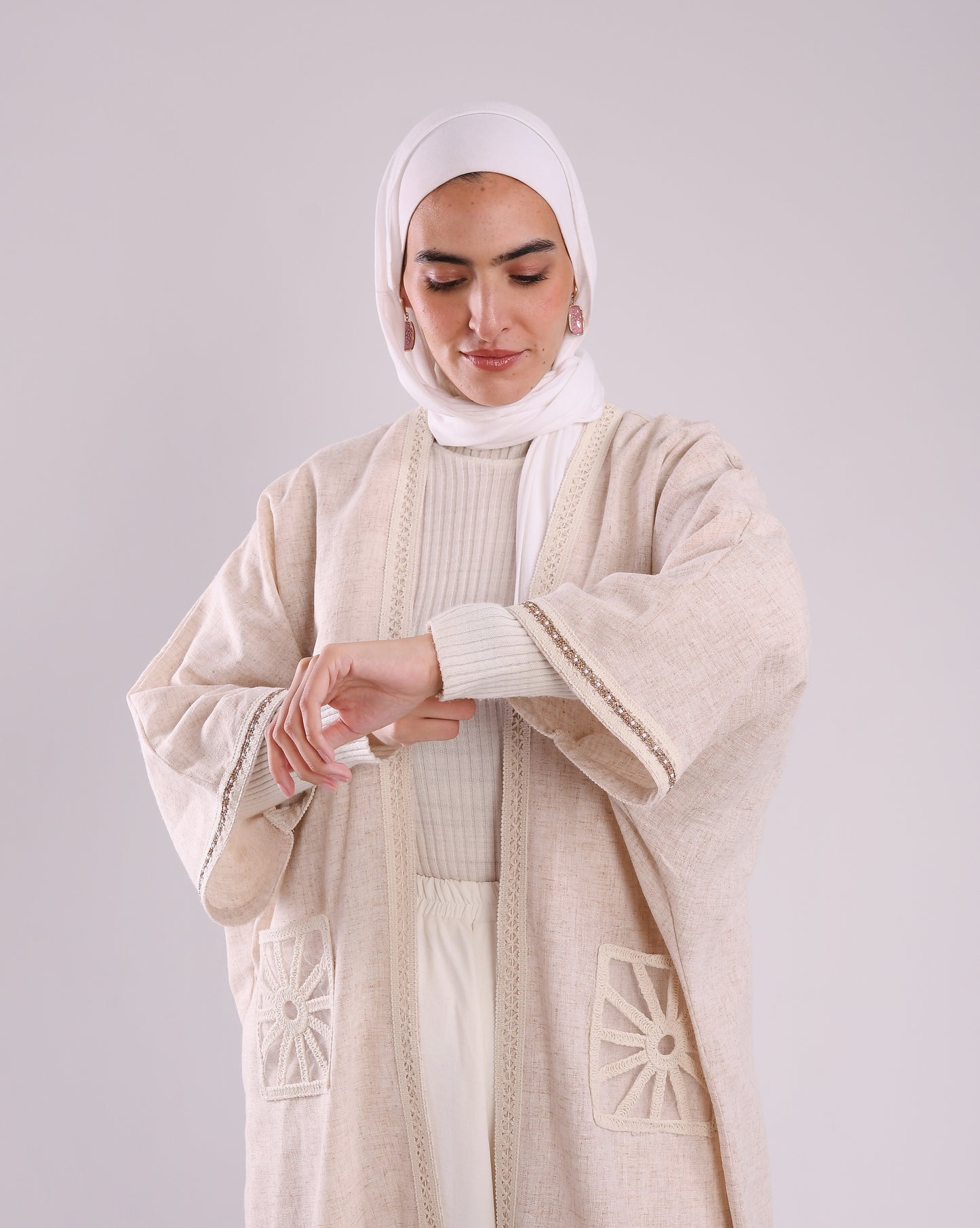 Beige Luxe Linen Kaftan