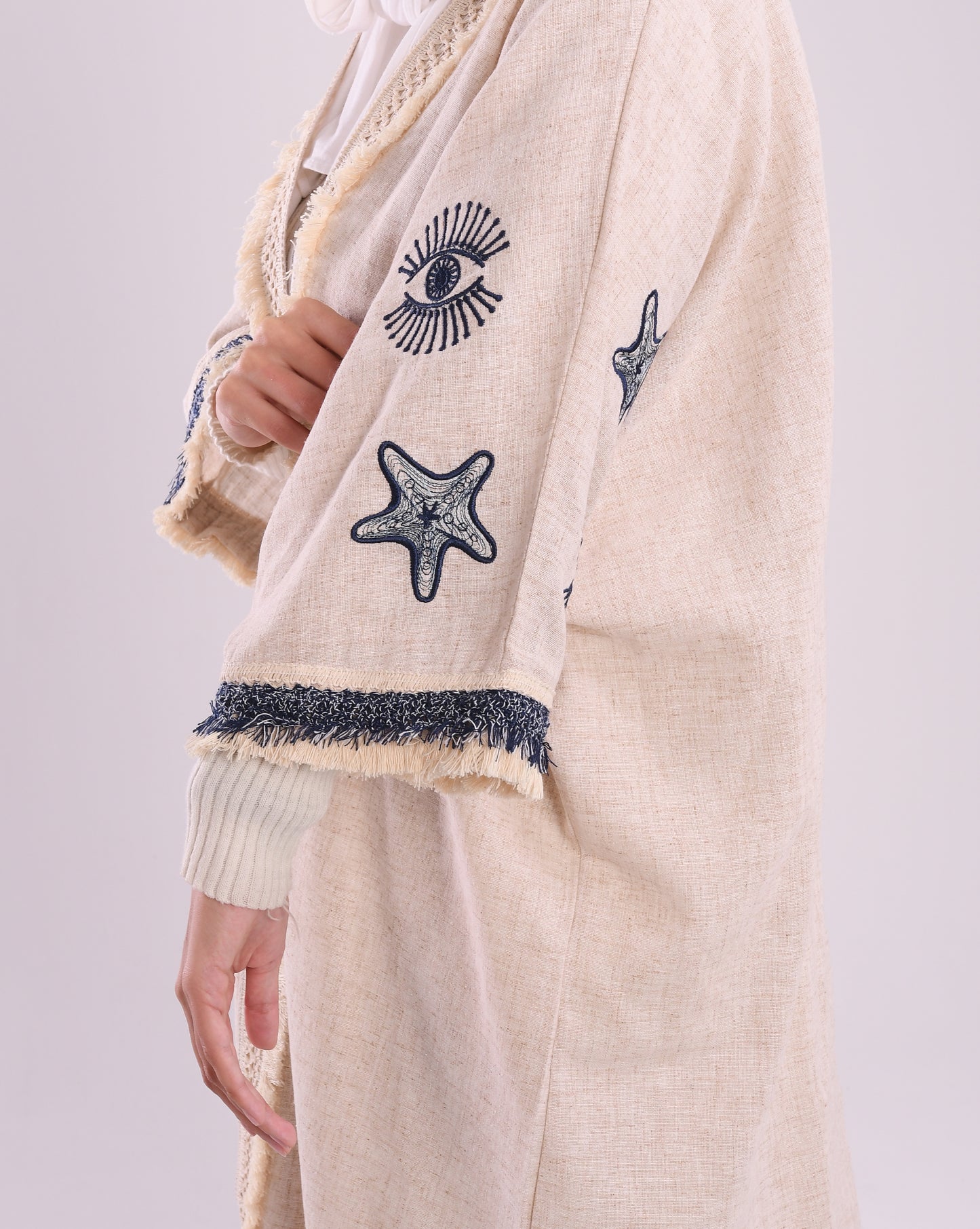 Navy Charm Linen Kaftan